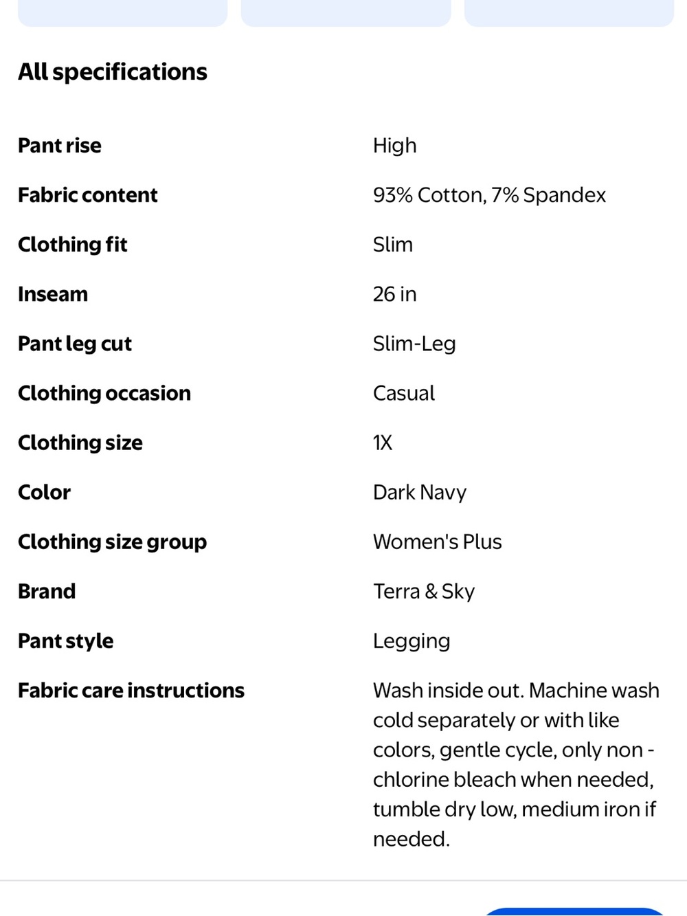 Terra & Sky Black and Navy Full Length Leggings Duo size 1X (16W-18W) - Picture 8 of 11